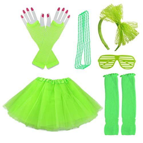 Miayon Kids 6 in 1 Costume Accessories 1970s 1980s Fancy Outfits and Dress for Cosplay Party Theme Party for Girl Miayon Kids 6 in 1 Costume Accessories 1970s 1980s Fancy Outfits and Dress for Cosplay Party Theme Party for Girl